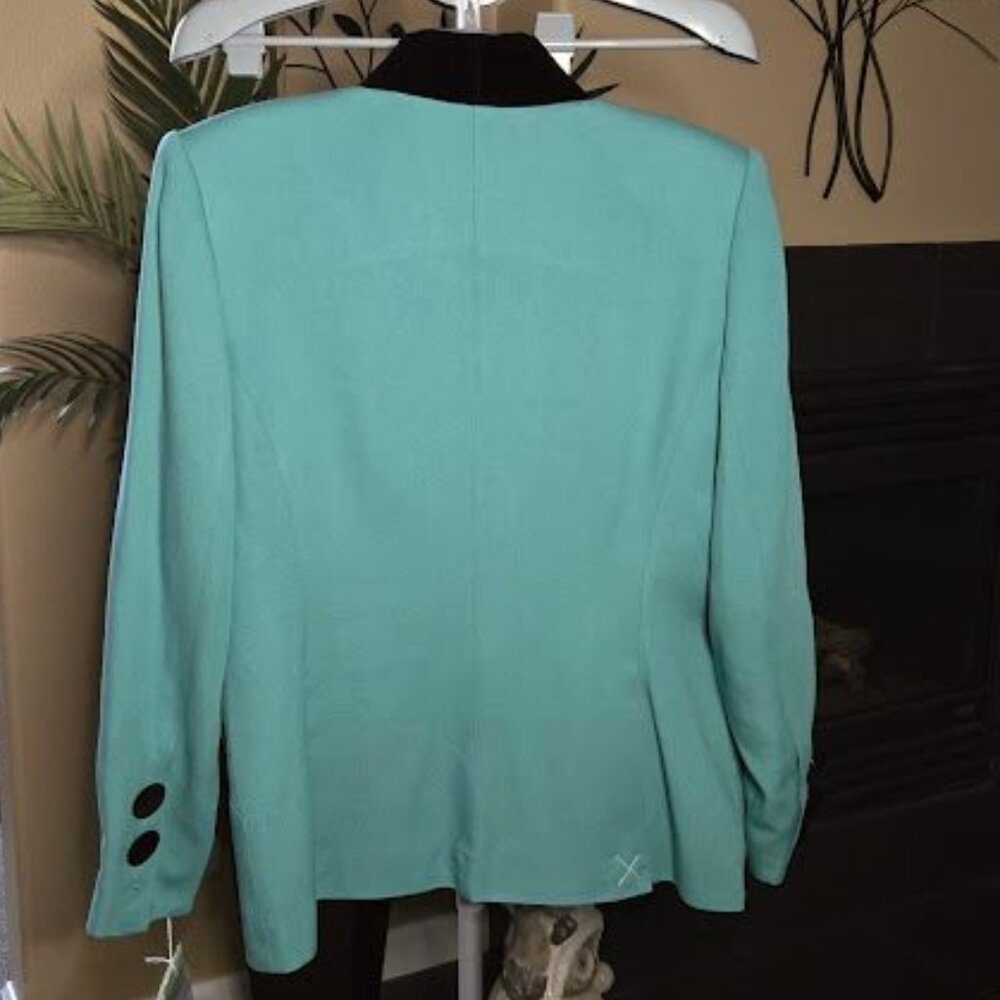 NWT Apart aqua / black wool blend skirt and blazer suit / set sz 14 - Picture 4 of 6
